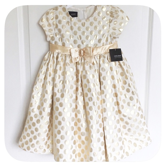 🌀SALE! 💗NWT Girls Sparkle Gold Dress - Picture 1 of 4